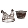 Clayre & Eef Décoration poulet en métal style champêtre marron gris 39x39x25 cm