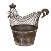 Clayre & Eef Décoration poulet en métal style champêtre marron gris 39x39x25 cm