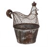Clayre & Eef Décoration poulet en métal style champêtre marron gris 39x39x25 cm