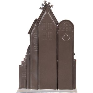 Clayre & Eef Ensemble de maisons décoratives de Noël en métal Blanc Rouge Or 30x8x46 cm
