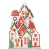Clayre & Eef Ensemble de maisons décoratives de Noël en métal Blanc Rouge Or 30x8x46 cm