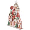 Clayre & Eef Ensemble de maisons décoratives de Noël en métal Blanc Rouge Or 30x8x46 cm