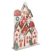 Clayre & Eef Ensemble de maisons décoratives de Noël en métal Blanc Rouge Or 30x8x46 cm