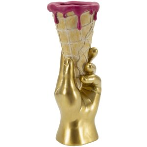 Mauro Ferretti Pot à fleurs en forme de cornet doré et rose 12,5x11x31 cm