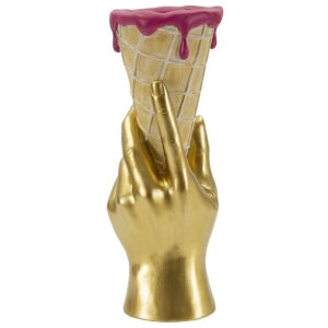 Mauro Ferretti Pot à fleurs en forme de cornet doré et rose 12,5x11x31 cm