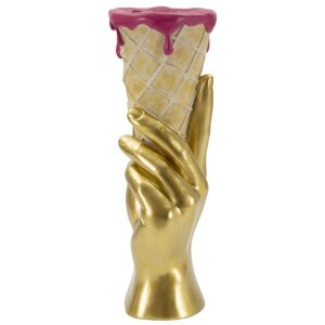 Mauro Ferretti Pot à fleurs en forme de cornet doré et rose 12,5x11x31 cm