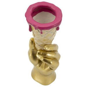 Mauro Ferretti Pot à fleurs en forme de cornet doré et rose 12,5x11x31 cm