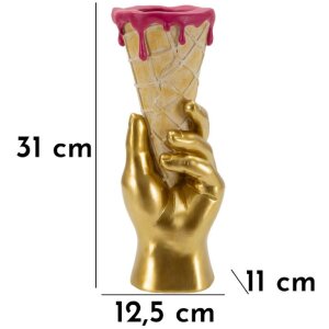 Mauro Ferretti Pot à fleurs en forme de cornet doré et rose 12,5x11x31 cm
