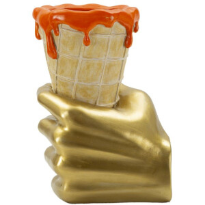 Mauro Ferretti Pot à fleurs en forme de cornet 18x16x26 cm doré orange