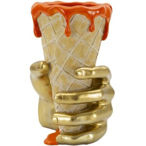 Mauro Ferretti Pot à fleurs en forme de cornet 18x16x26 cm doré orange