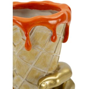 Mauro Ferretti Pot à fleurs en forme de cornet 18x16x26 cm doré orange