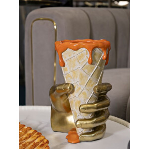 Mauro Ferretti Pot à fleurs en forme de cornet 18x16x26 cm doré orange
