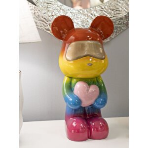 Rainbow Bear Petit ours debout multicolore 22,5x17,5x42,5 cm polyrésine