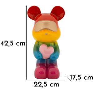 Rainbow Bear Petit ours debout multicolore 22,5x17,5x42,5 cm polyrésine