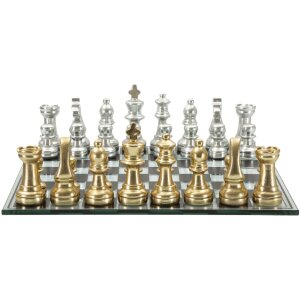 Mauro Ferretti Jeu déchecs noir et blanc 50,5x50,5x14 cm