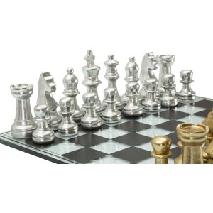 Mauro Ferretti Jeu déchecs noir et blanc 50,5x50,5x14 cm