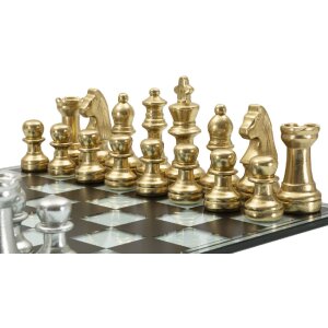 Mauro Ferretti Jeu déchecs noir et blanc 50,5x50,5x14 cm