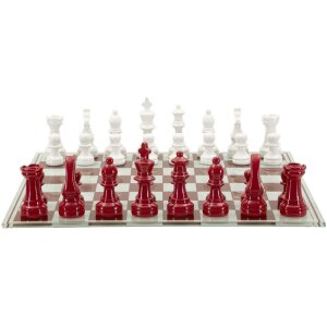 Mauro Ferretti Jeu déchecs rouge et blanc 61x61x14 cm