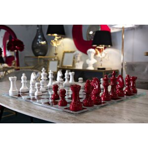 Mauro Ferretti Jeu déchecs rouge et blanc 61x61x14 cm