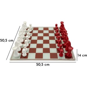 Mauro Ferretti Jeu déchecs rouge et blanc 61x61x14 cm