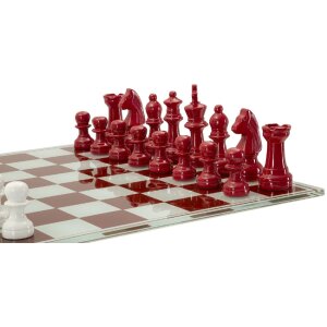 Mauro Ferretti Jeu déchecs rouge et blanc 61x61x14 cm