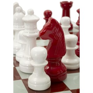 Mauro Ferretti Jeu déchecs rouge et blanc 61x61x14 cm