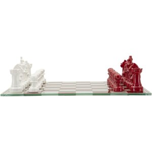 Mauro Ferretti Jeu déchecs rouge et blanc 61x61x14 cm