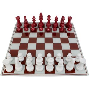 Mauro Ferretti Jeu déchecs rouge et blanc 61x61x14 cm