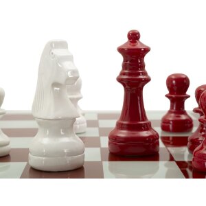 Mauro Ferretti Jeu déchecs rouge et blanc 61x61x14 cm