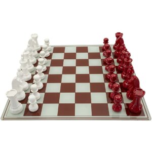 Mauro Ferretti Jeu déchecs rouge et blanc 61x61x14 cm