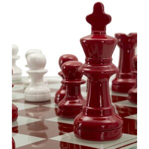 Mauro Ferretti Jeu déchecs rouge et blanc 61x61x14 cm