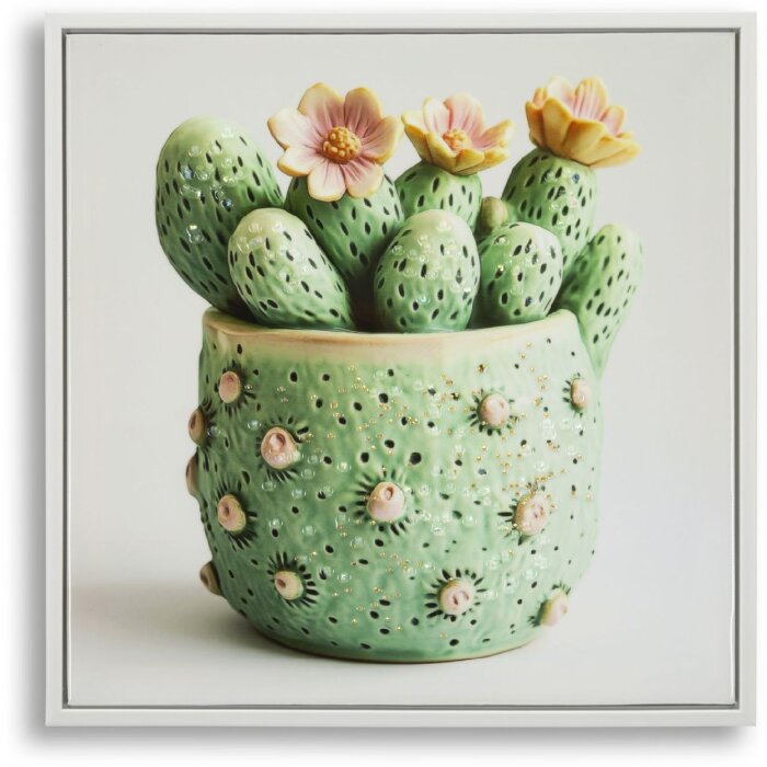 Mauro Ferretti Tableau toile avec cadre Vase cactus 40x2,8x40 cm