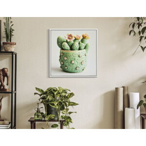 Mauro Ferretti Tableau toile avec cadre Vase cactus 40x2,8x40 cm