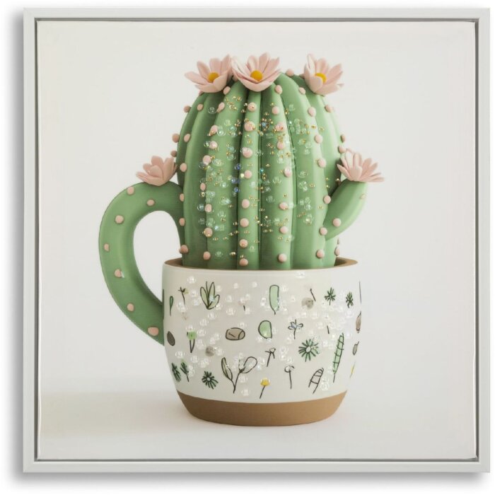 Mauro Ferretti Tableau sur toile avec cadre Vase cactus 40x2,8x40 cm