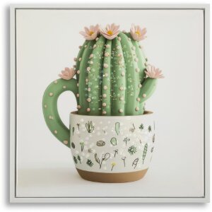 Mauro Ferretti Tableau sur toile avec cadre Vase cactus...