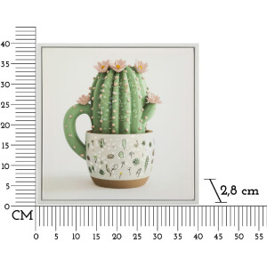 Mauro Ferretti Tableau sur toile avec cadre Vase cactus 40x2,8x40 cm