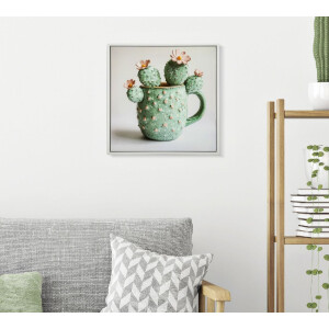 Mauro Ferretti Tableau sur toile avec cadre Vase Kaktus 40x2,8x40 cm