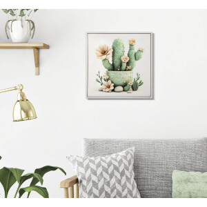 Mauro Ferretti Tableau toile avec cadre Vase cactus 40x2,8x40 cm