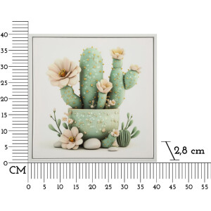 Mauro Ferretti Tableau toile avec cadre Vase cactus 40x2,8x40 cm