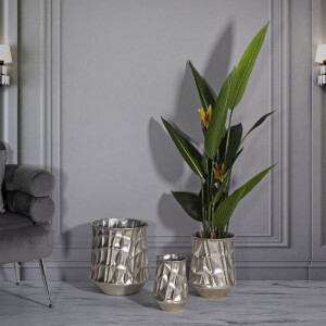 Mauro Ferretti Ensemble de vases argenté 3 pièces