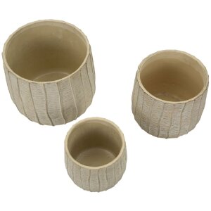 Mauro Ferretti Ensemble de 3 cachepots Flocke 30,5x27 / 25x22,2 / 19,5x18 cm crème