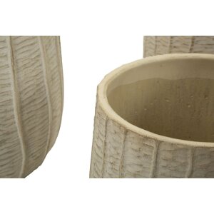 Mauro Ferretti Ensemble de 3 cachepots Flocke 30,5x27 / 25x22,2 / 19,5x18 cm crème