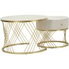 Mauro Ferretti Ensemble de 2 tables basses Votix crème doré 70x48 50x43,5 cm