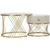 Mauro Ferretti Ensemble de 2 tables basses Votix crème doré 70x48 50x43,5 cm