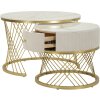 Mauro Ferretti Ensemble de 2 tables basses Votix crème doré 70x48 50x43,5 cm