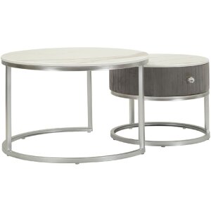 Mauro Ferretti Table basse Greys 2 pièces 70x45 – 50x40 cm gris argenté