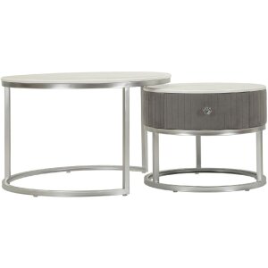 Mauro Ferretti Table basse Greys 2 pièces 70x45 – 50x40 cm gris argenté