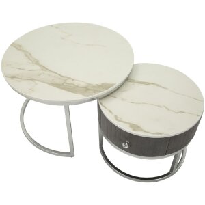 Mauro Ferretti Table basse Greys 2 pièces 70x45 – 50x40 cm gris argenté