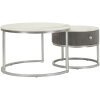 Mauro Ferretti Table basse Greys 2 pièces 70x45 – 50x40 cm gris argenté