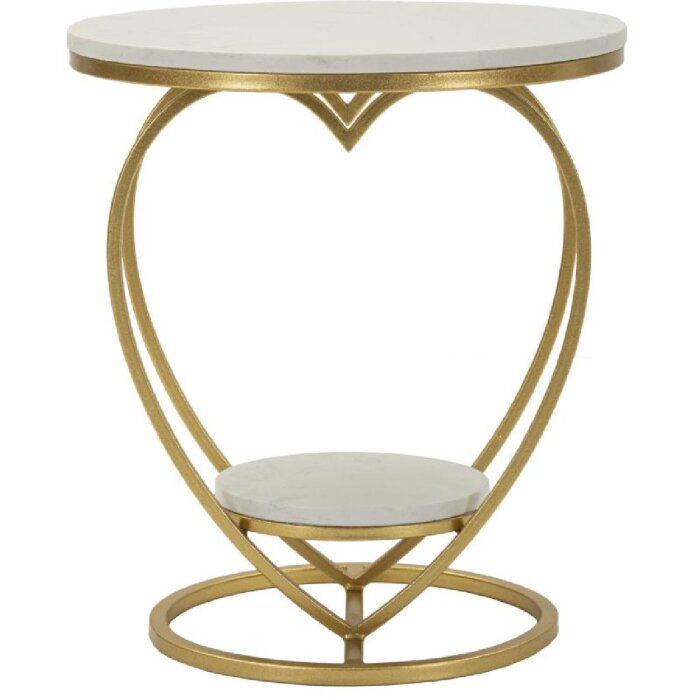 Mauro Ferretti Table dappoint en forme de cœur doré et blanc